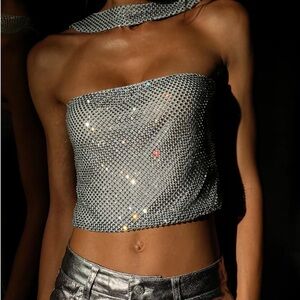 Silver meshki sparkle top